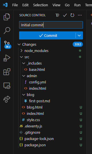 image of VS Code commiting the repository